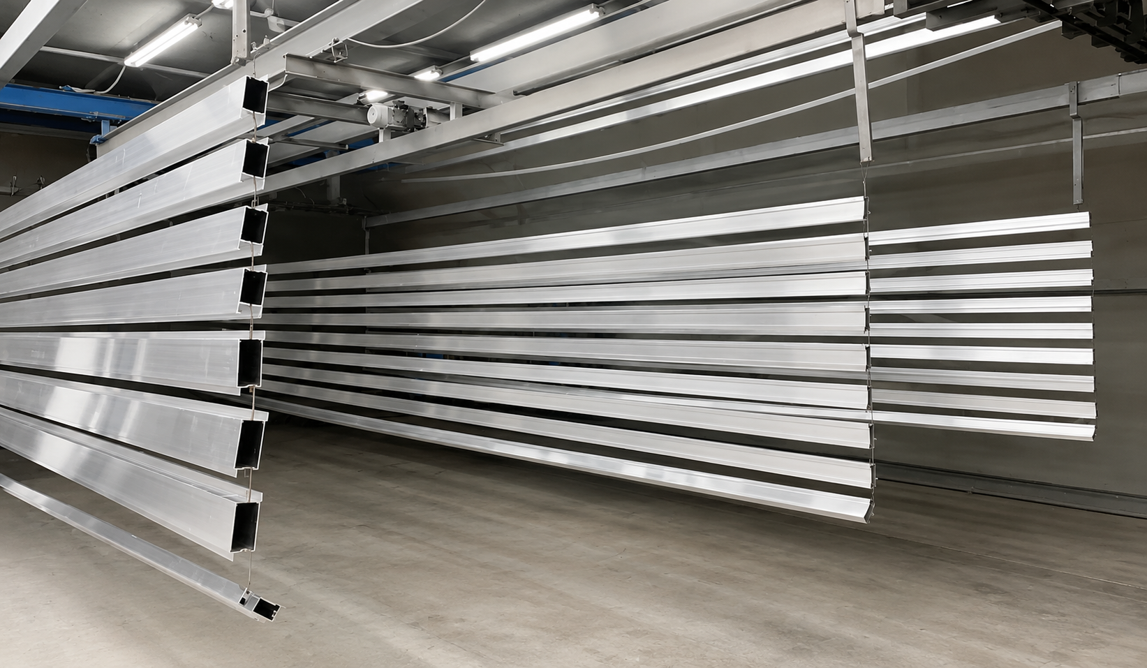 Aluminium profiles at Wolford Powder Coaters